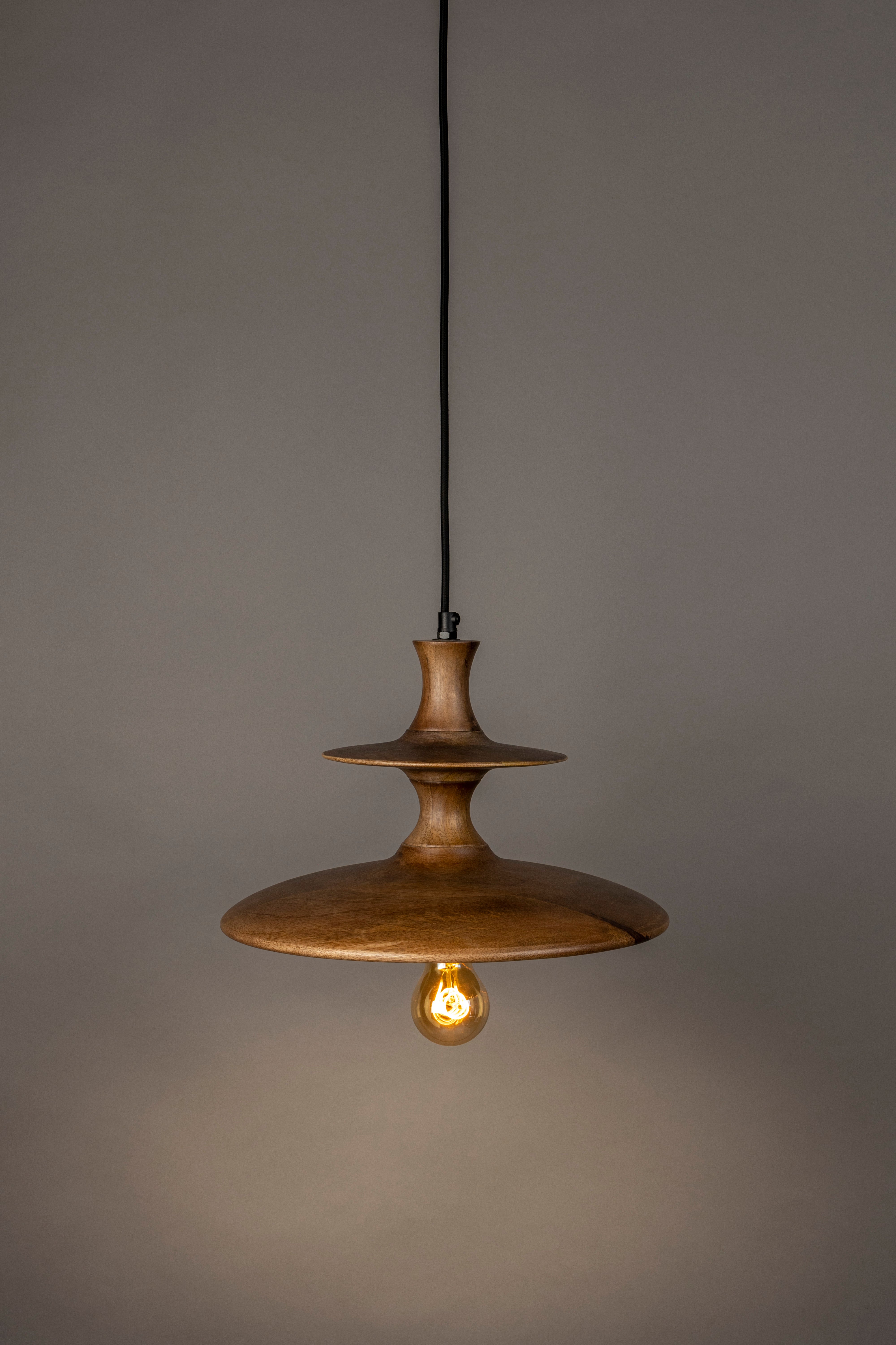 Dutchbone Cath Brown Mango Wood Tiered Pendant Light Small